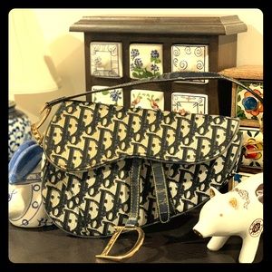 Vintage Dior Oblique Saddle Bag Blue $3,500